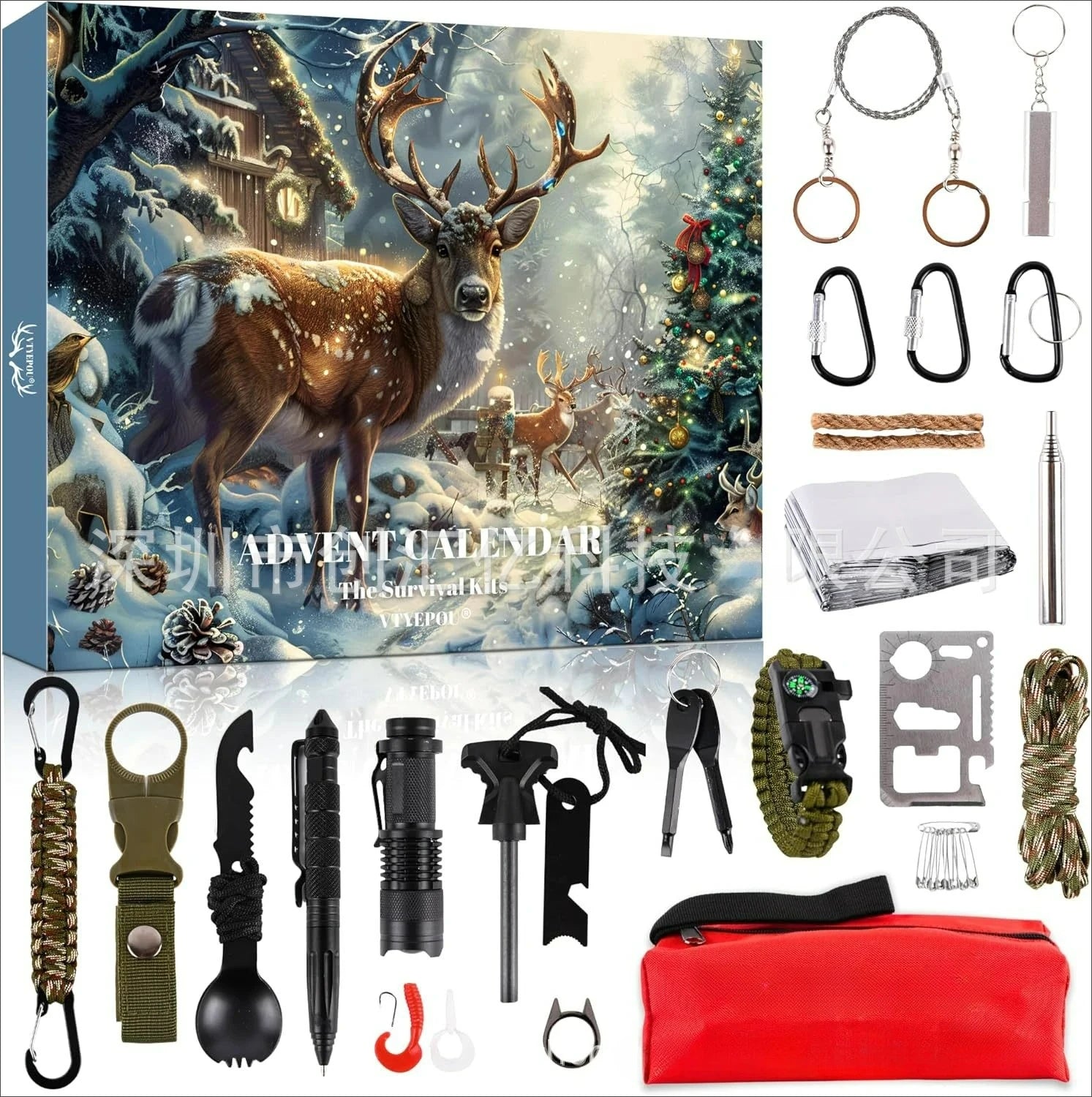 Survival Kit Adventskalender 2025 | 24 Premium Tools für Angler, Kletterer & Outdoor-Fans | Männer Geschenk