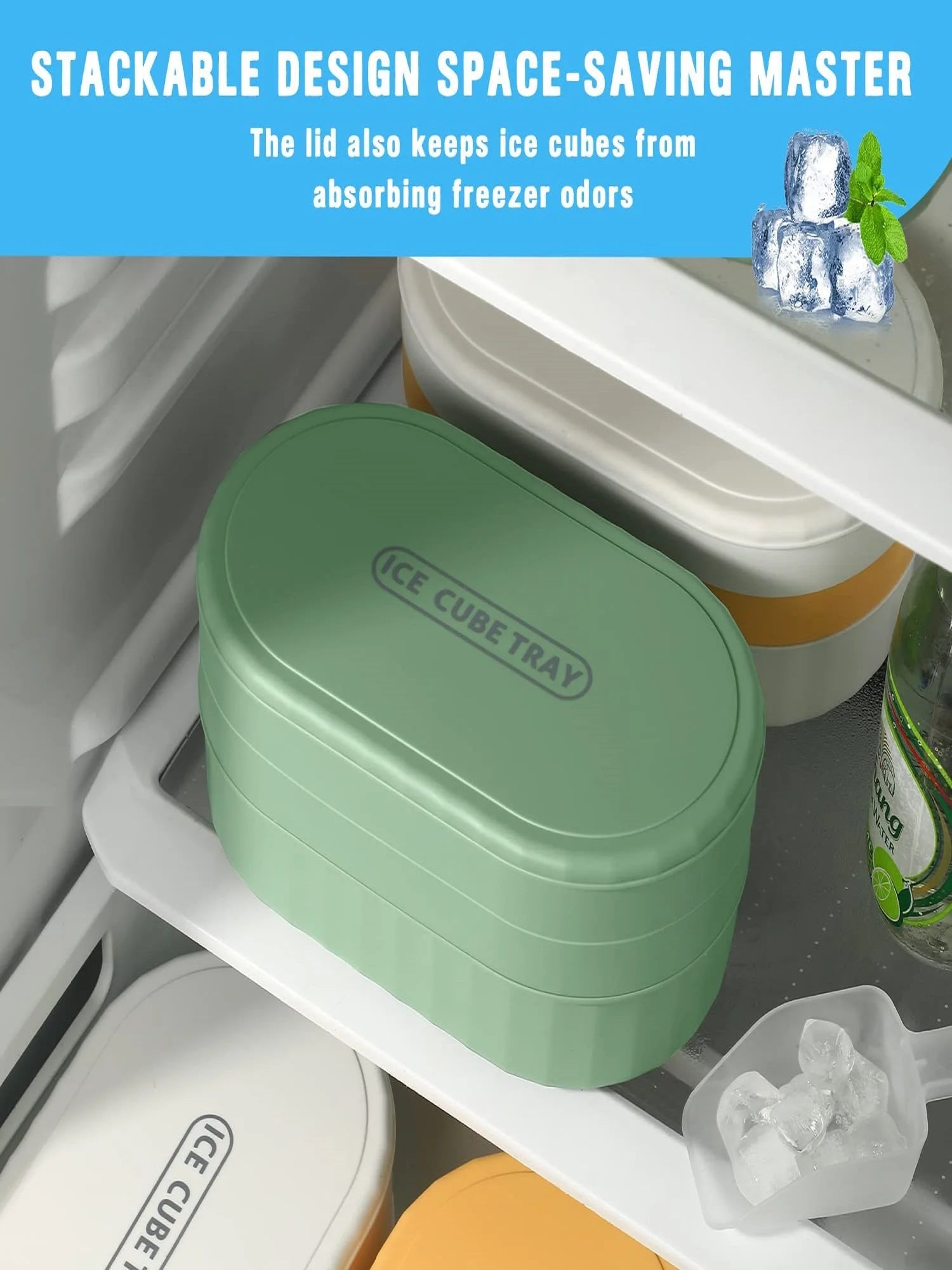 Eiswürfelform 72er doppelt stapelbar mit Deckel BPA-frei