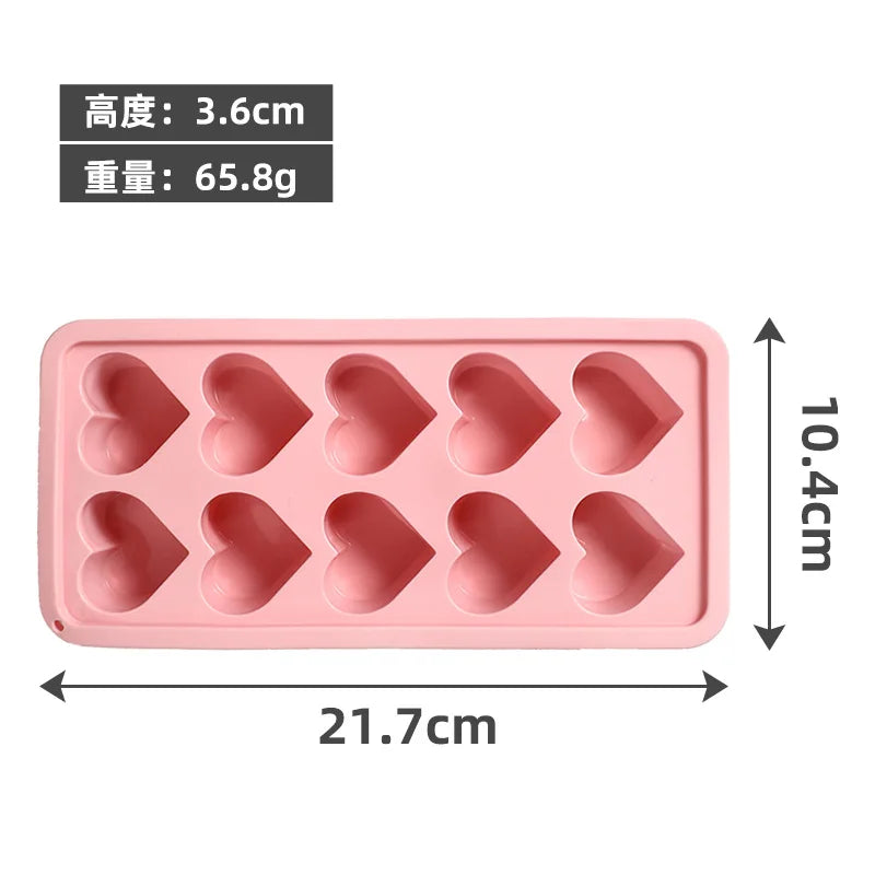 Eiswürfelform aus Silikon in Herzform PINK LOVE