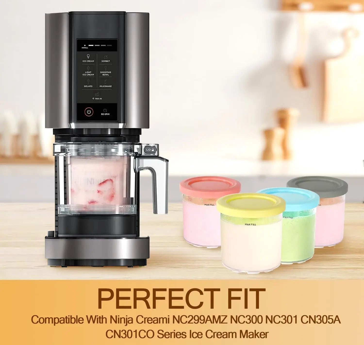 Eisbecher Ninja Creami 2/4 Stück für NC300 Serie
