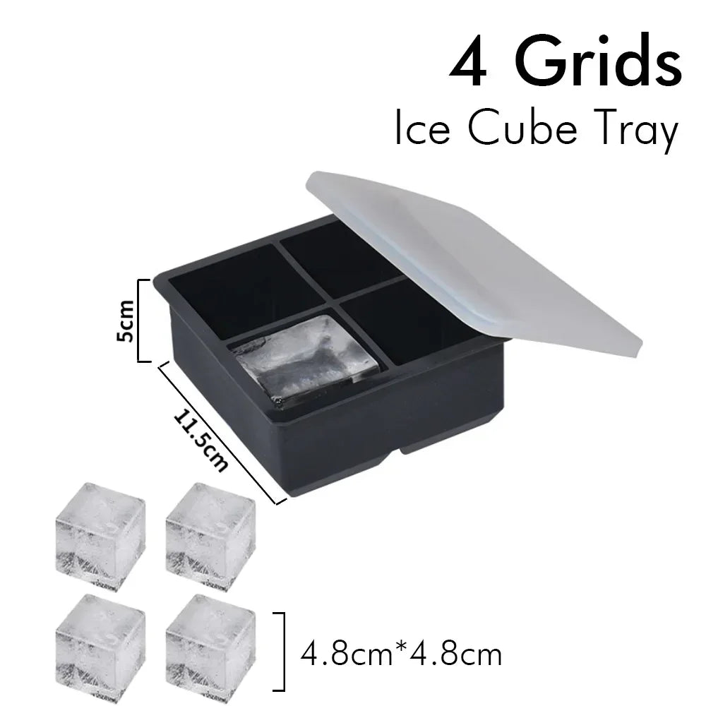 Eiswürfelform aus Silikon quadratisch mit Deckel schwarz/weiss