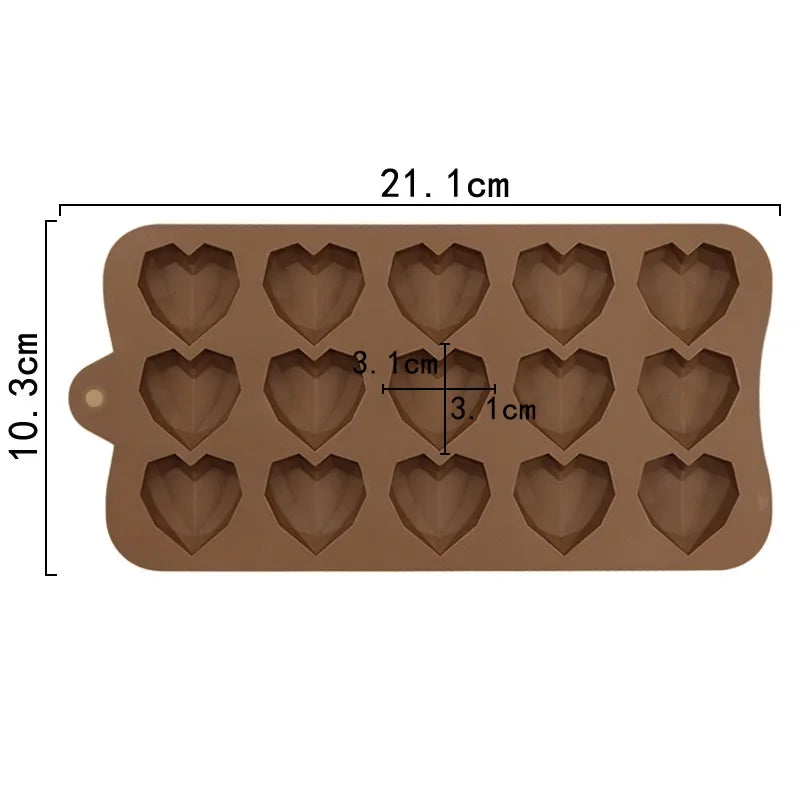 Eiswürfelform aus Silikon HEART – 15 Mulden braun