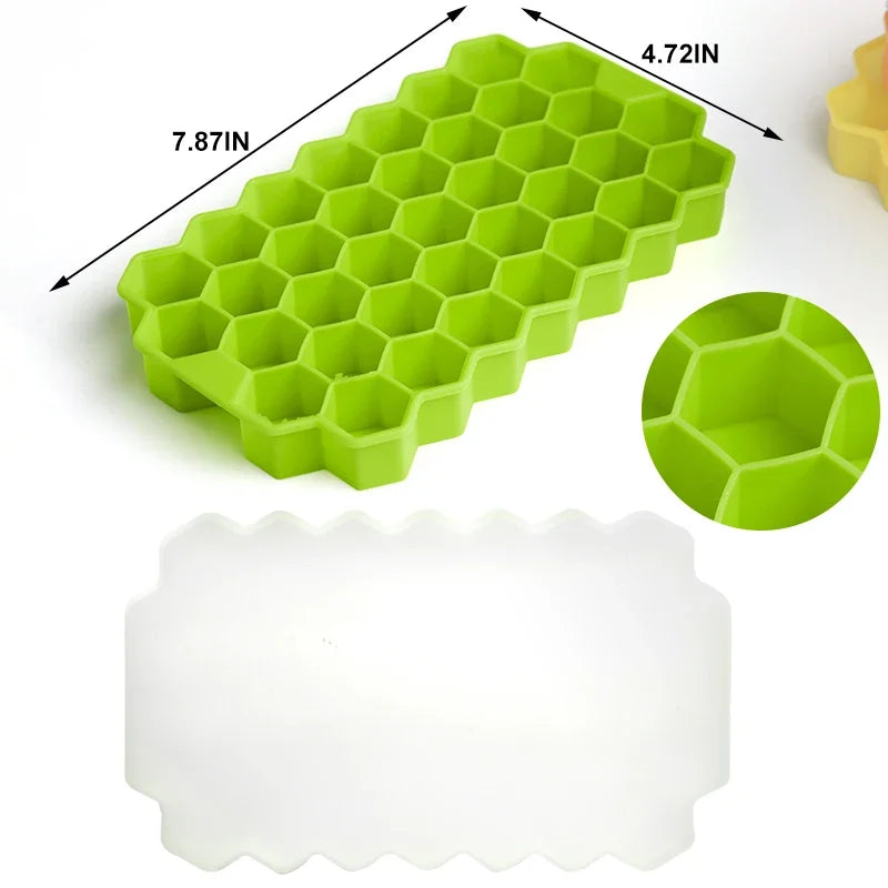 Eiswürfelform aus Silikon Wabe 37 Mulden BPA-frei mit Deckel
