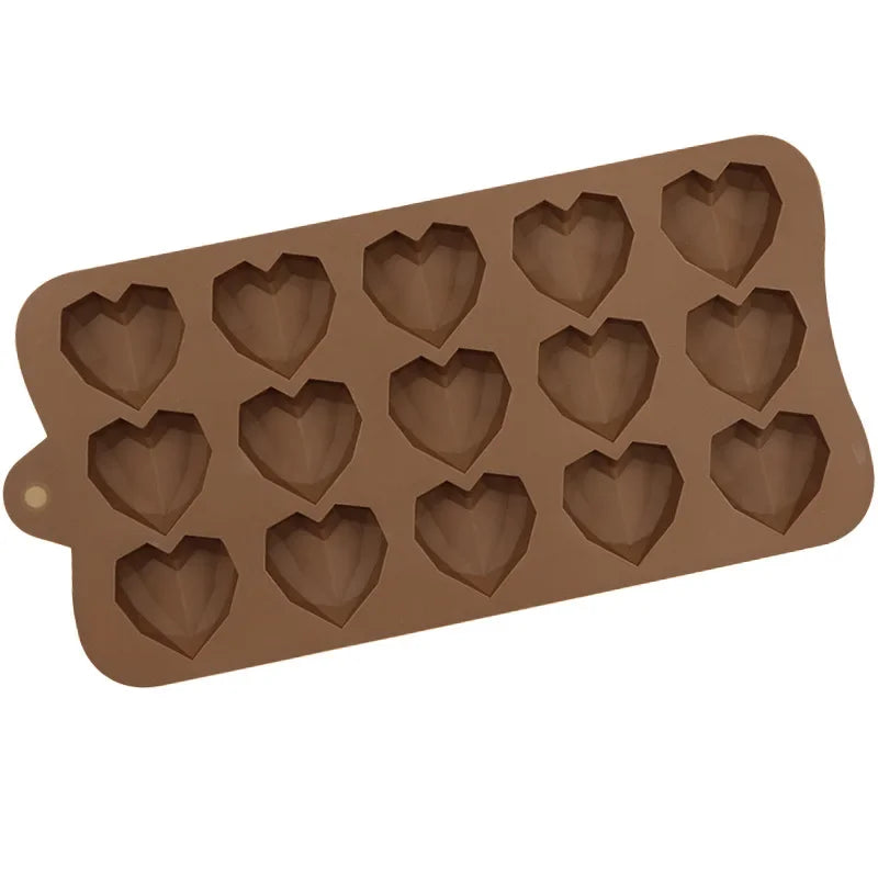 Eiswürfelform aus Silikon HEART – 15 Mulden braun
