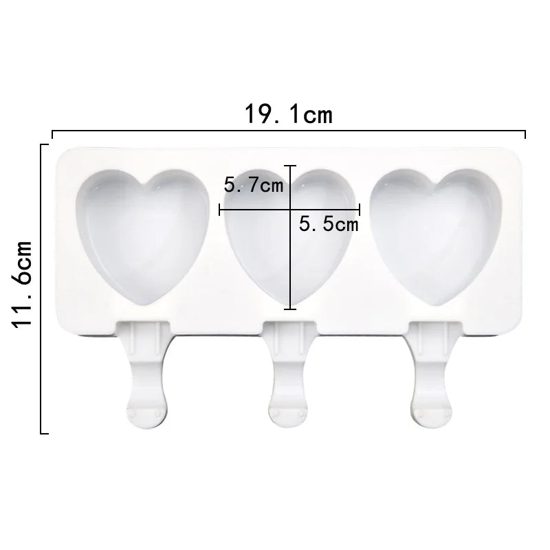 Eiswürfelform aus Silikon 3 Mulden CHUPA HEART