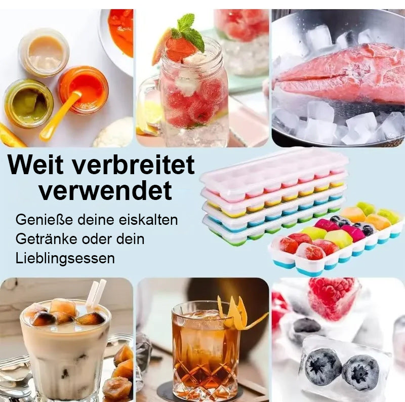 Eiswürfelform aus Silikon mit Deckel und stapelbar