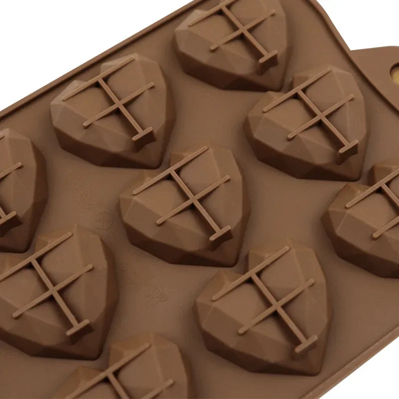 Eiswürfelform aus Silikon HEART – 15 Mulden braun