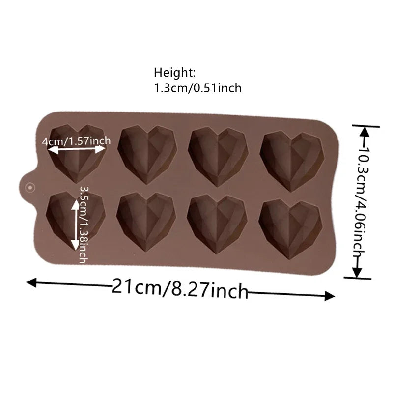 Eiswürfelform aus Silikon HEART – 15 Mulden braun