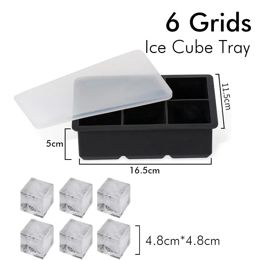 Eiswürfelform aus Silikon quadratisch mit Deckel schwarz/weiss