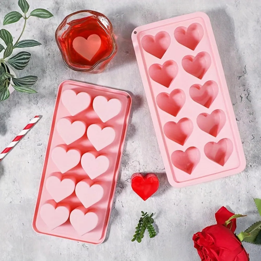 Eiswürfelform aus Silikon in Herzform PINK LOVE