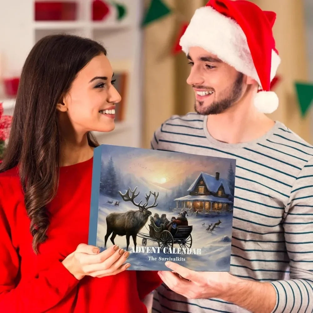 Survival Kit Adventskalender 2025 | 24 Premium Tools für Angler, Kletterer & Outdoor-Fans | Männer Geschenk
