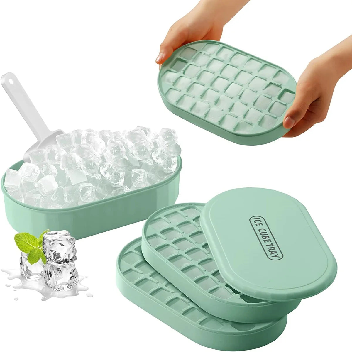 Eiswürfelform 72er doppelt stapelbar mit Deckel BPA-frei