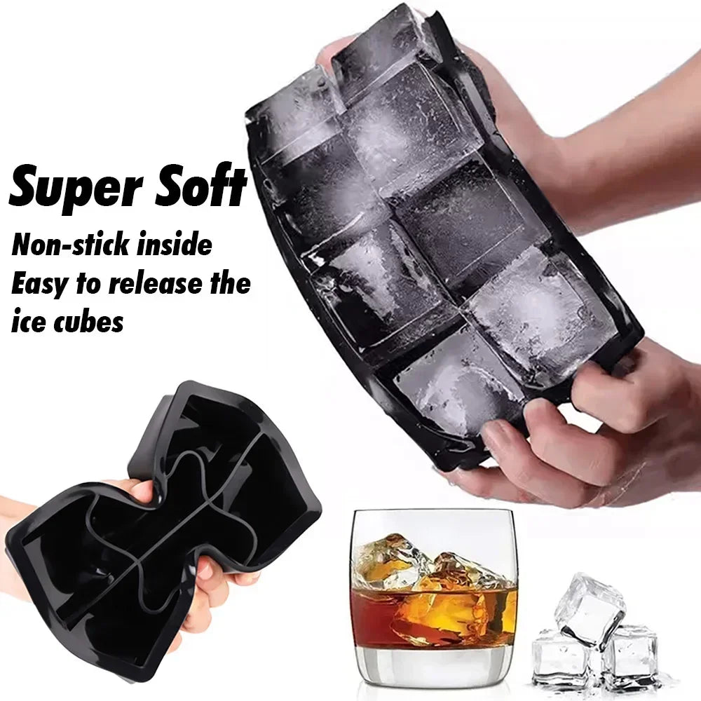 Eiswürfelform aus Silikon quadratisch mit Deckel schwarz/weiss