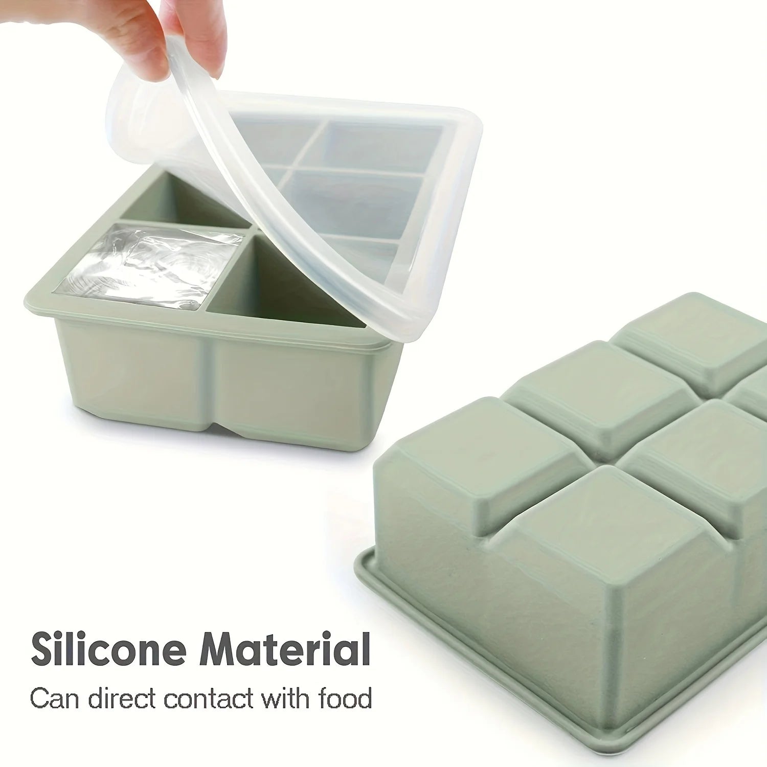 Eiswürfelform groß aus Silikon mit Deckel BPA-frei