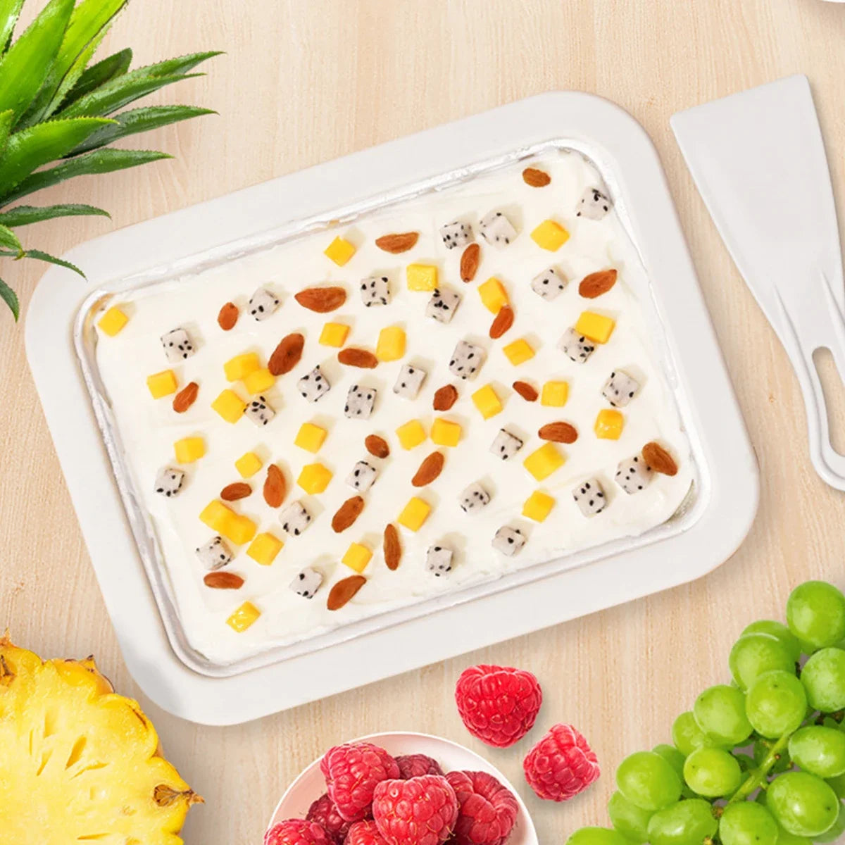 Eiscreme Platte mit 2 Schabern