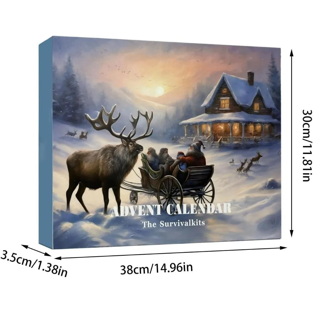 Survival Kit Adventskalender 2025 | 24 Premium Tools für Angler, Kletterer & Outdoor-Fans | Männer Geschenk