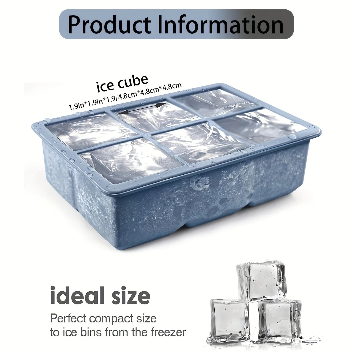 Eiswürfelform groß aus Silikon mit Deckel BPA-frei