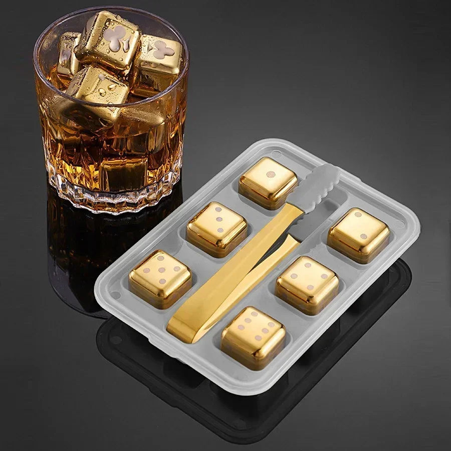 Whiskey Steine aus  Edelstahl Metall