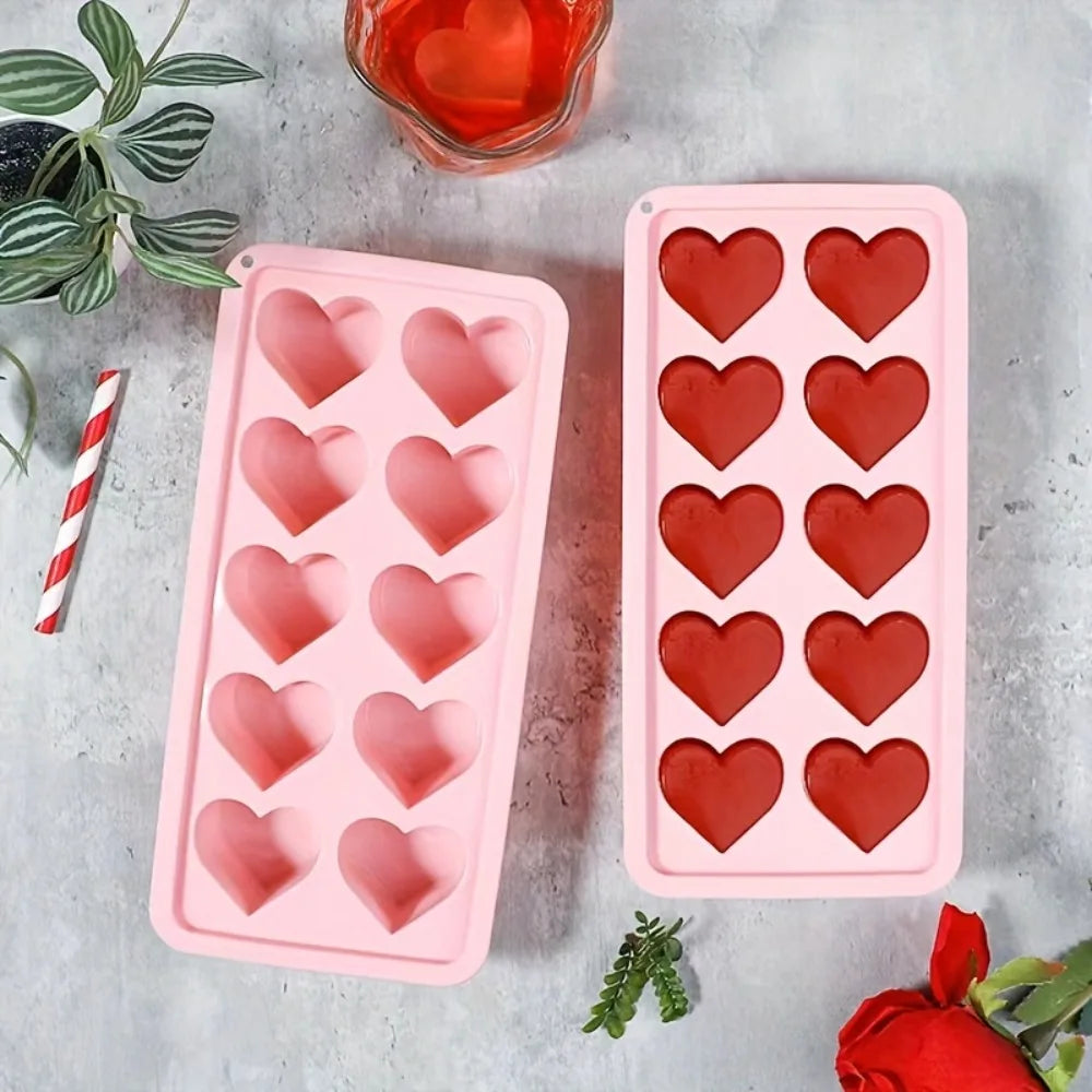 Eiswürfelform aus Silikon in Herzform PINK LOVE