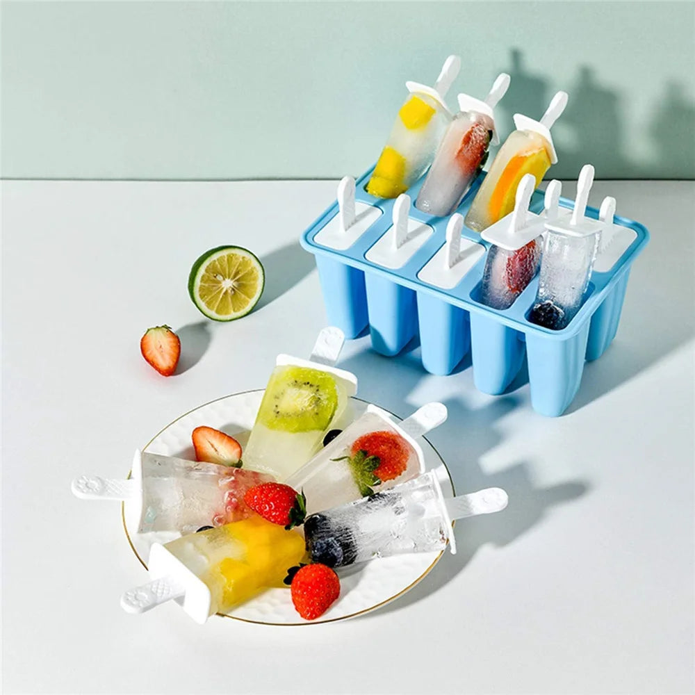 Eisform 10er Silikon BPA-frei mit Sticks