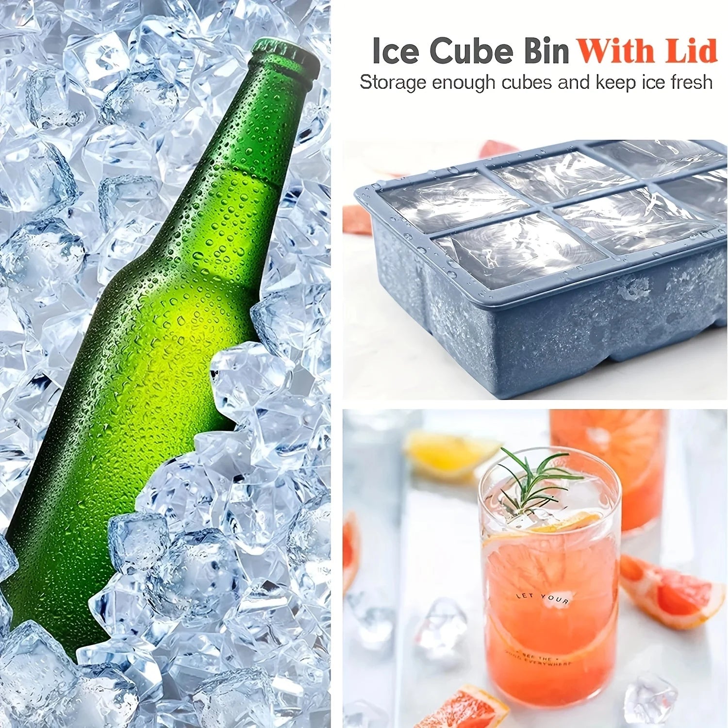Eiswürfelform groß aus Silikon mit Deckel BPA-frei