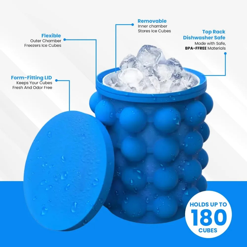 Eiswürfelform aus Silikon und Eiseimer 2in1